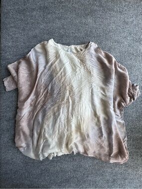 Aquavita Resort Taupe & Cream Mini Dress Oversize Top Silk Viscose One Size
